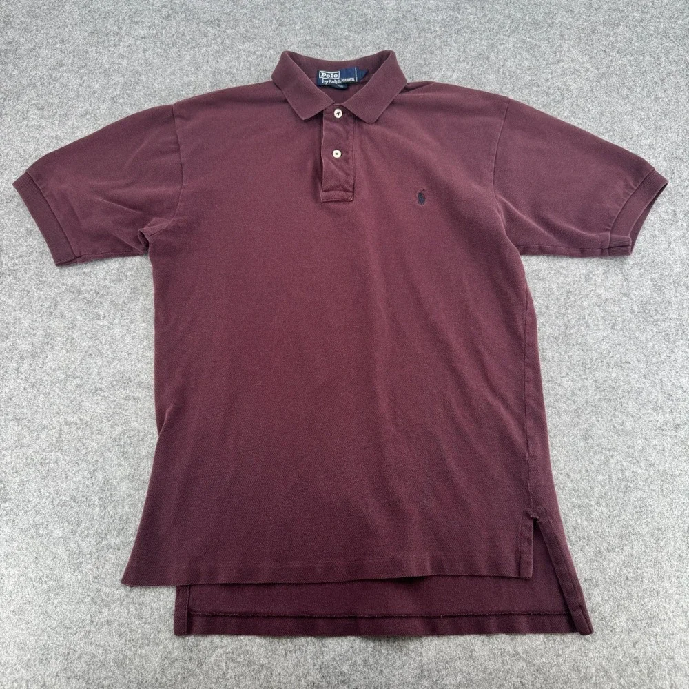 Polo Ralph Lauren Mens Burgundy Maroon Short Sleeve Pique Polo Shirt Small